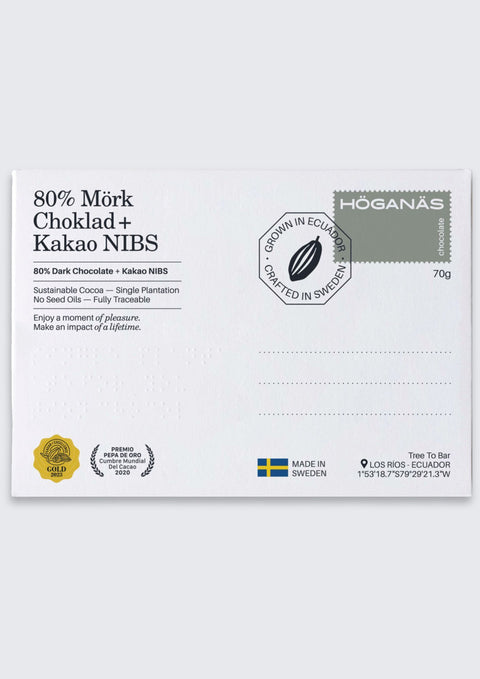 80% Mörk choklad med kakaonibs 70g