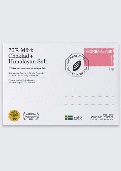 70% Mörk choklad med himalayan salt 70g